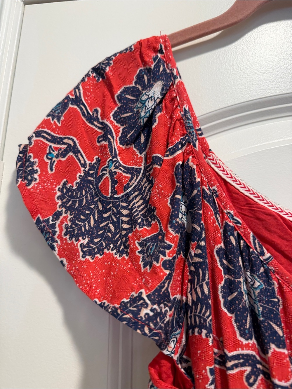 Knox Rose Red Dress with Navy Floral Accents - Picture 3 of 5